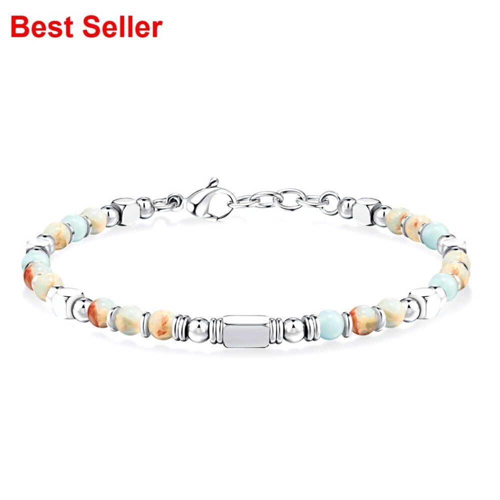 Stainless Steel Beaded Bracelets with Natural Stone, Link Chain